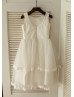 Ivory Cotton Lace Tulle  Flower Girl Dress 